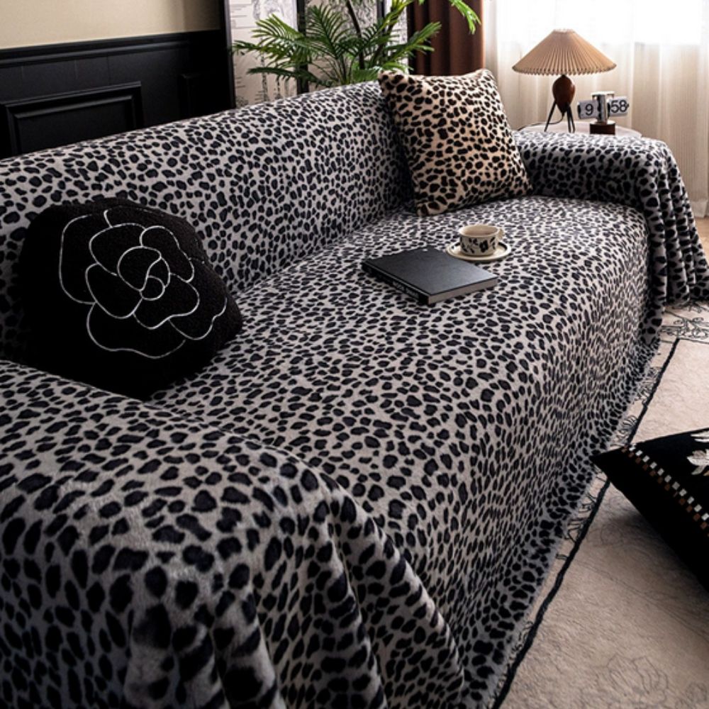Lunt sofatrekk med leopardmønster