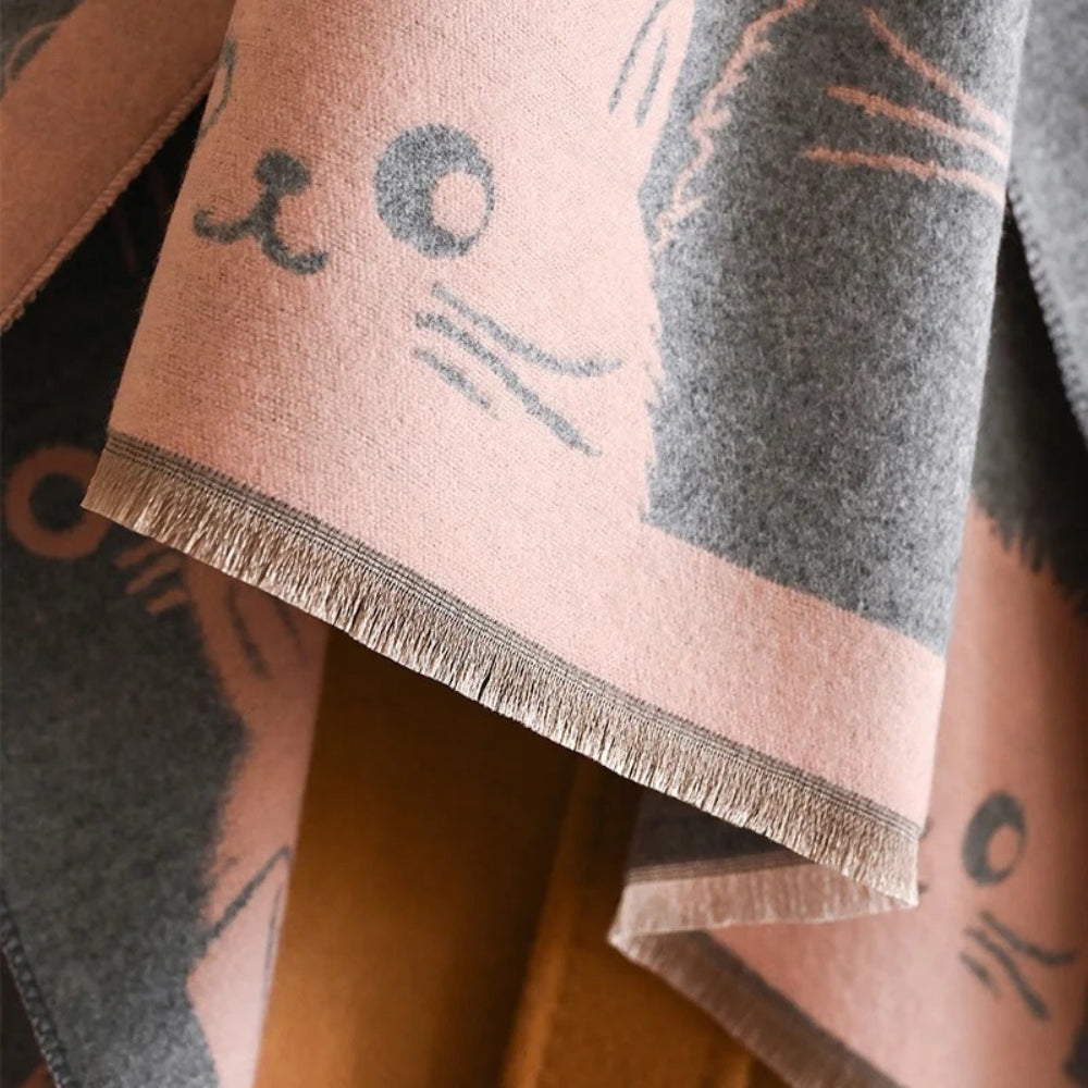 Vinterskjerf i jacquard med søte katter
