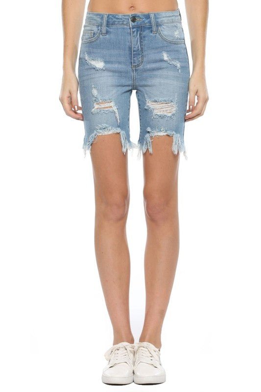 Dame Bermuda Shorts Ujevn Kant Lys Denim - NordHjem