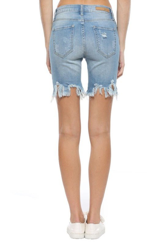 Dame Bermuda Shorts Ujevn Kant Lys Denim - NordHjem