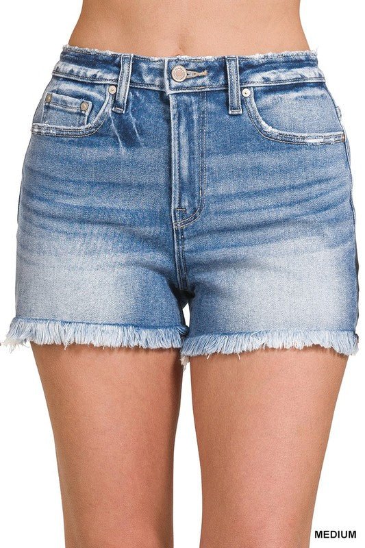Dame Denim Shorts Mid Rise Uferdig Kant - NordHjem