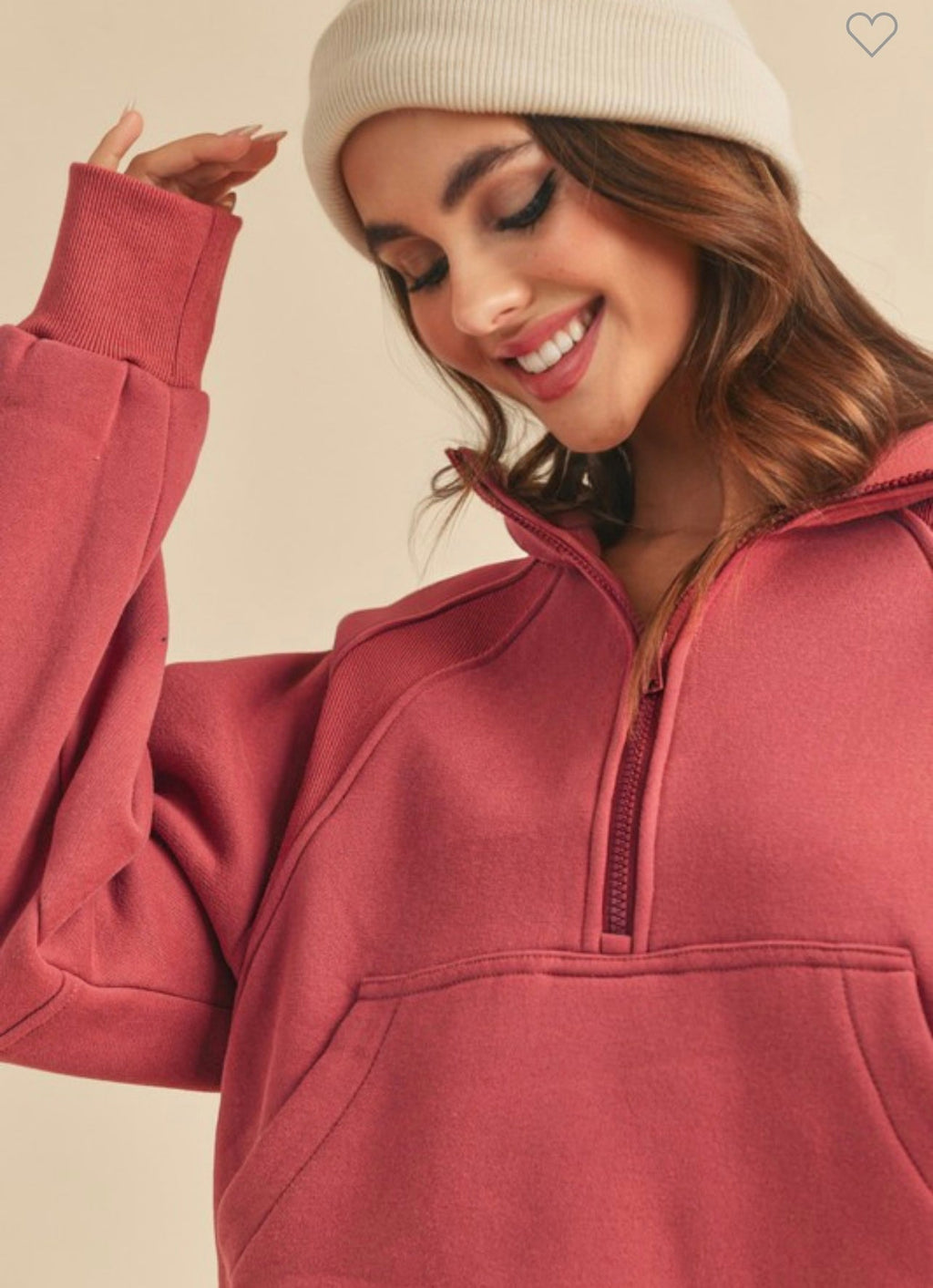 Dame Funnel Neck Half Zip Topp Blanding - NordHjem