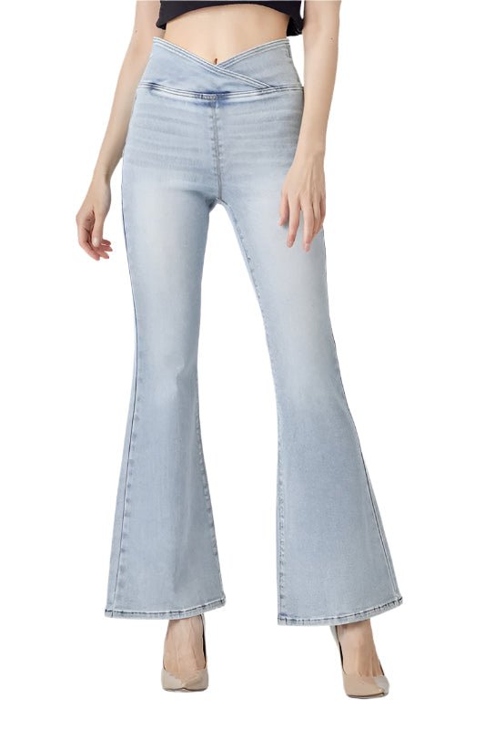 Dame Høyt Liv Pull On Flair Jeans - NordHjem