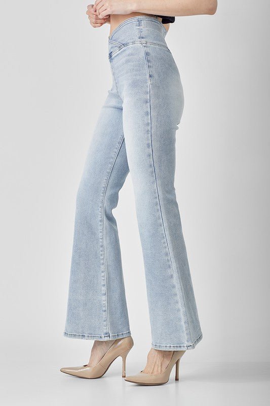 Dame Høyt Liv Pull On Flair Jeans - NordHjem