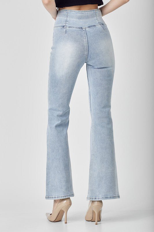 Dame Høyt Liv Pull On Flair Jeans - NordHjem