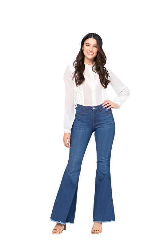 Dame Høyt Liv Super Flare Jeans - NordHjem