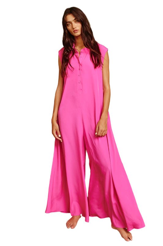 Dame Jumpsuit med Vide Ben i Satin - NordHjem