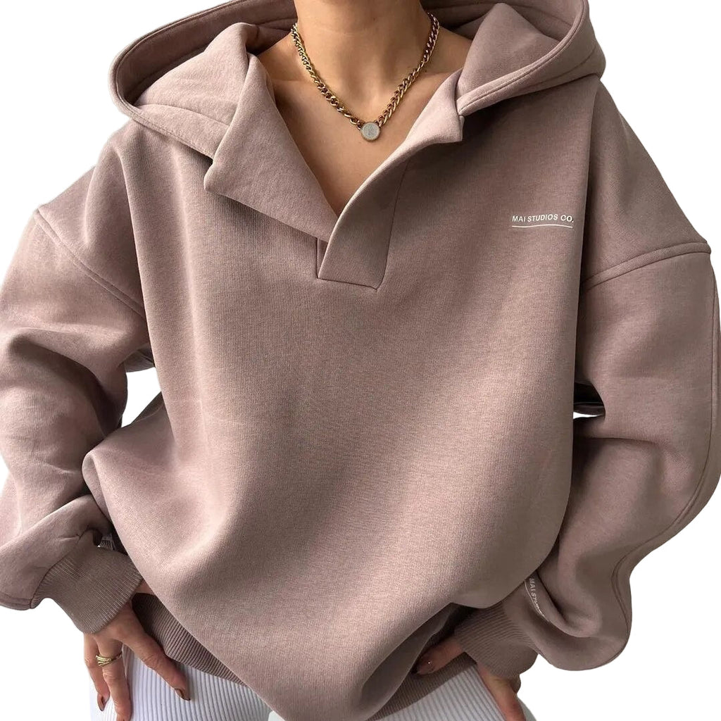 Dame Kapuzenpullover Løs Vinterdesign Myk Stoff - NordHjem