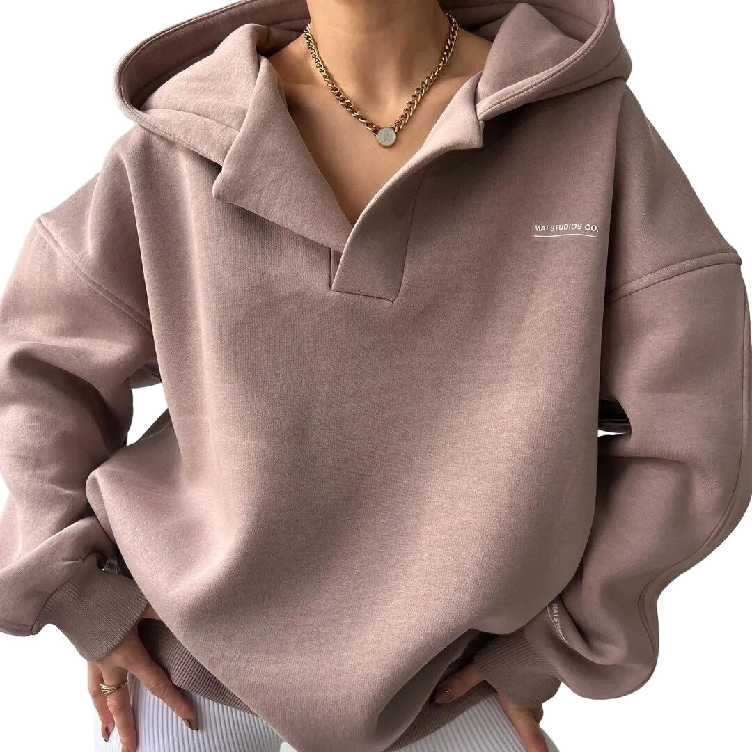 Dame Kapuzenpullover Løs Vinterdesign Myk Stoff - NordHjem