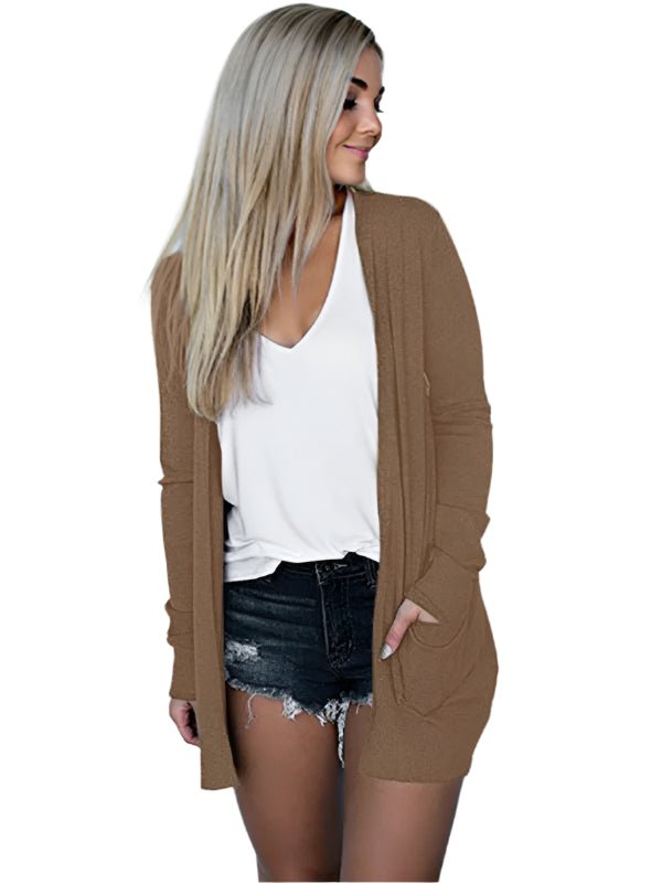 Dame Langermet Strikket T - skjorte Cardigan - NordHjem