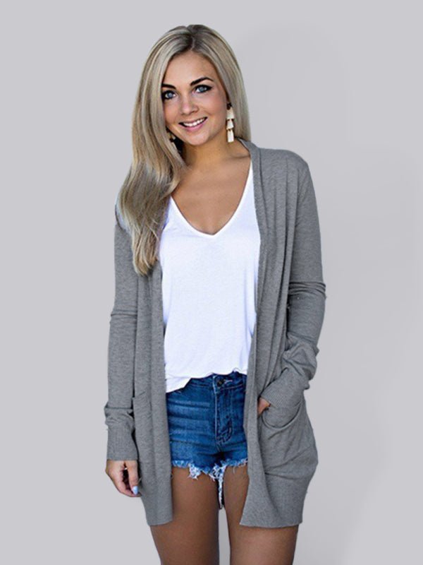 Dame Langermet Strikket T - skjorte Cardigan - NordHjem