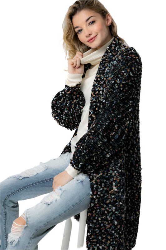 Dame Oversized Cardigan Marled Strikket Materiale - NordHjem