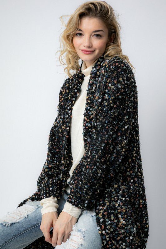 Dame Oversized Cardigan Marled Strikket Materiale - NordHjem