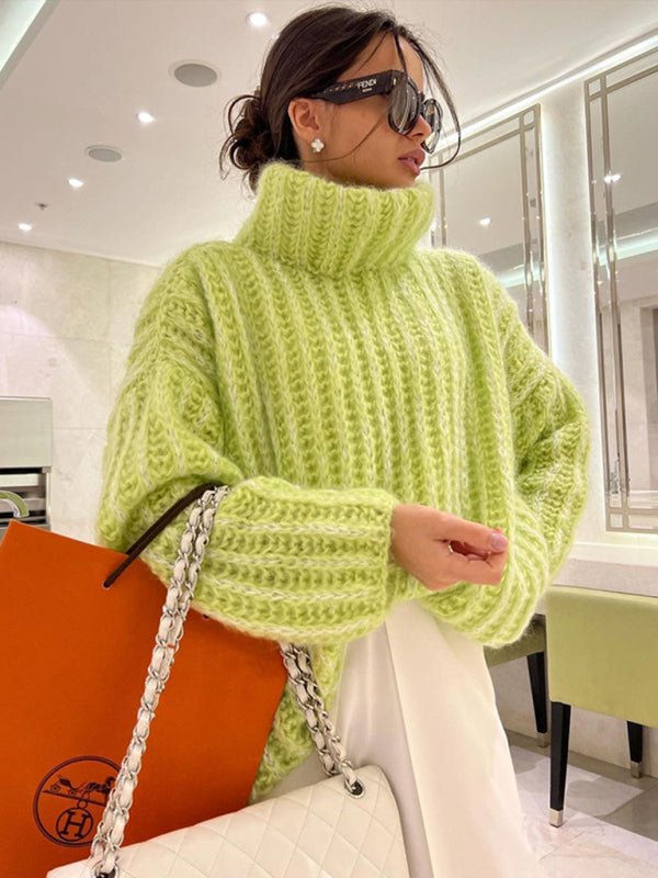 Dame Pullover Genser med Lange Ermer i Fluffy Design - NordHjem