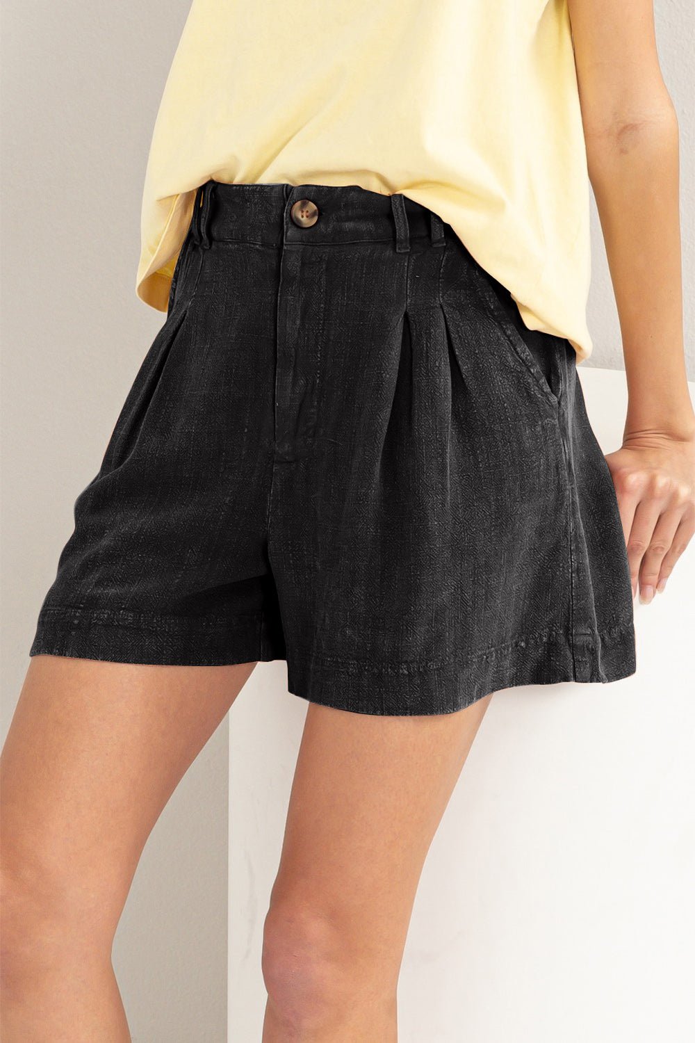 Dame Shorts Høyt Liv Plisseringer Rayon Lin - NordHjem