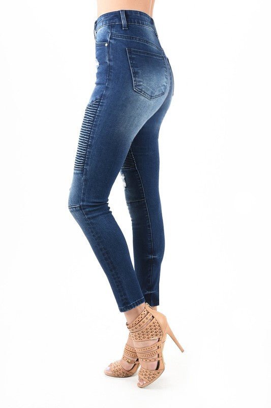 Dame Skinny Jeans Høy Midje Ødelagte Denim - NordHjem