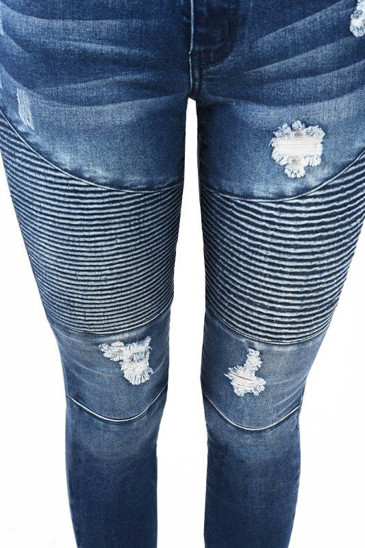 Dame Skinny Jeans Høy Midje Ødelagte Denim - NordHjem