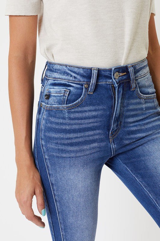Dame Skinny Jeans Høy Midje med Detaljer - NordHjem