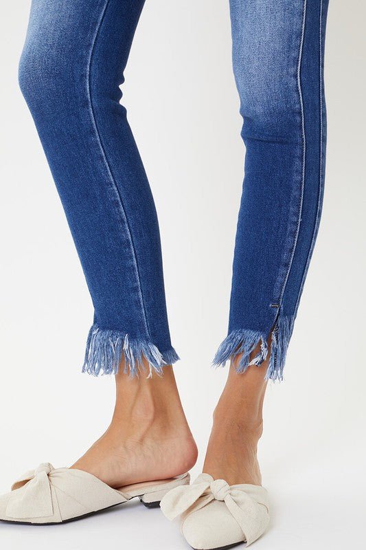 Dame Skinny Jeans Høy Midje med Detaljer - NordHjem