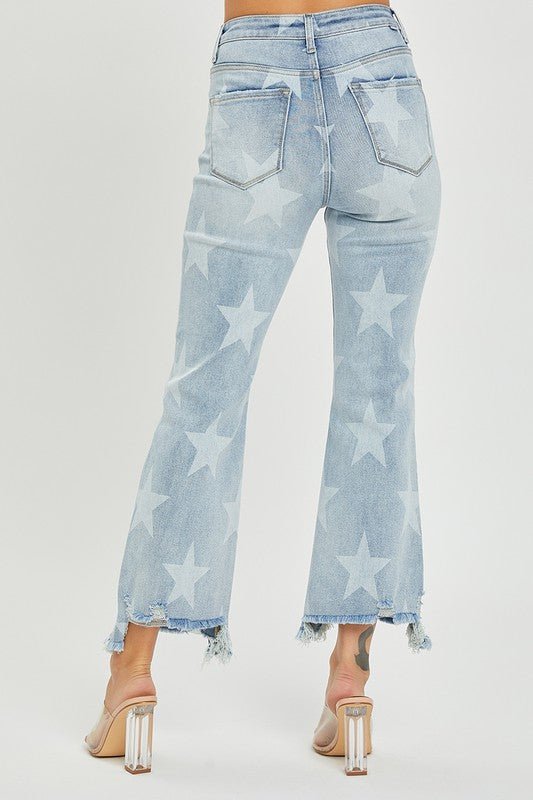 Dame Straight Jeans Høy Midje Stjerneprint - NordHjem