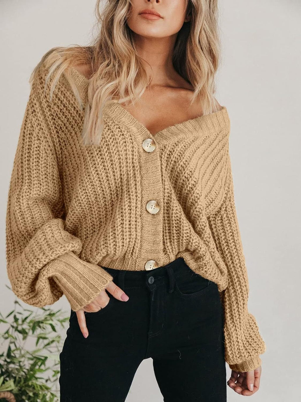 Dame Strikkejakke Oversized Chunky - NordHjem