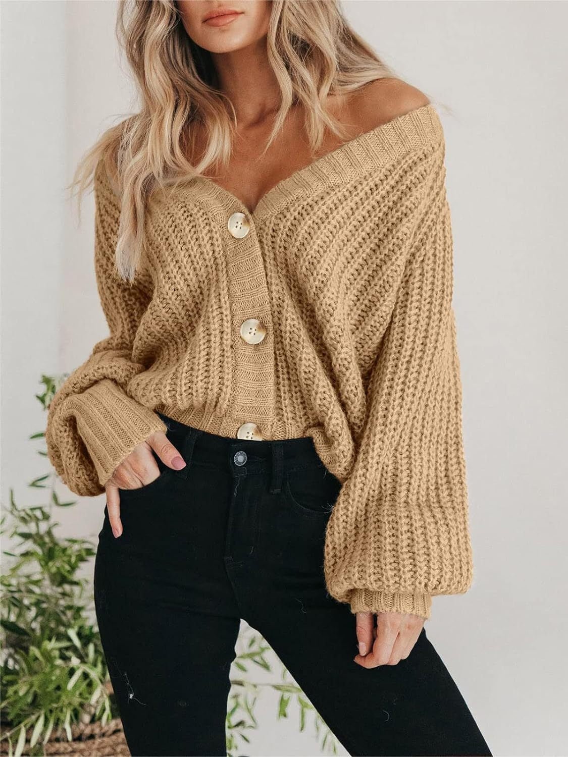 Dame Strikkejakke Oversized Chunky - NordHjem