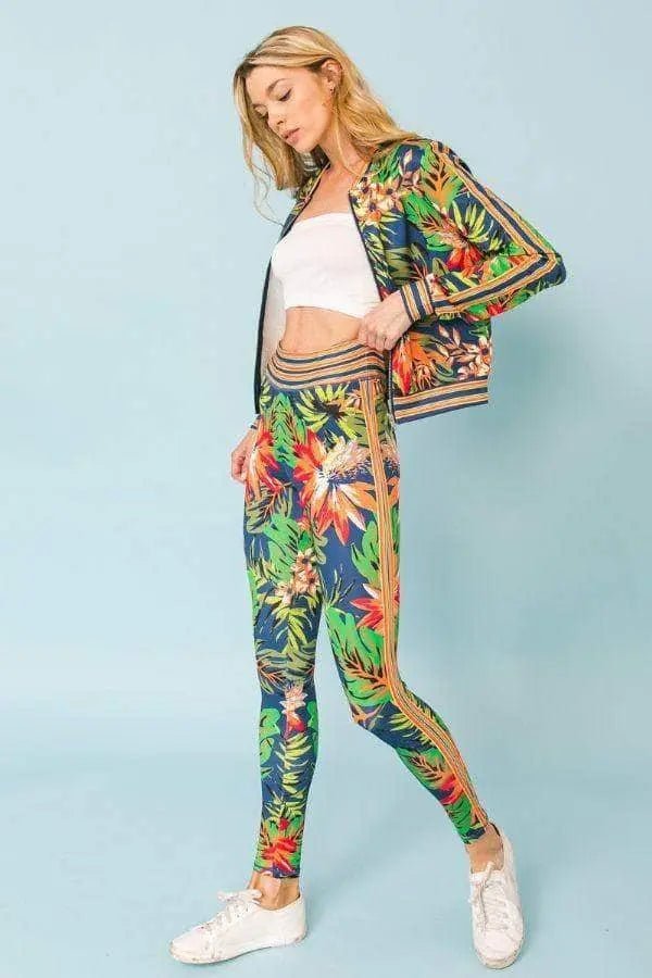 Dame Tropical Vibe Tracksuit Kabelstrikket Lounge Set - NordHjem
