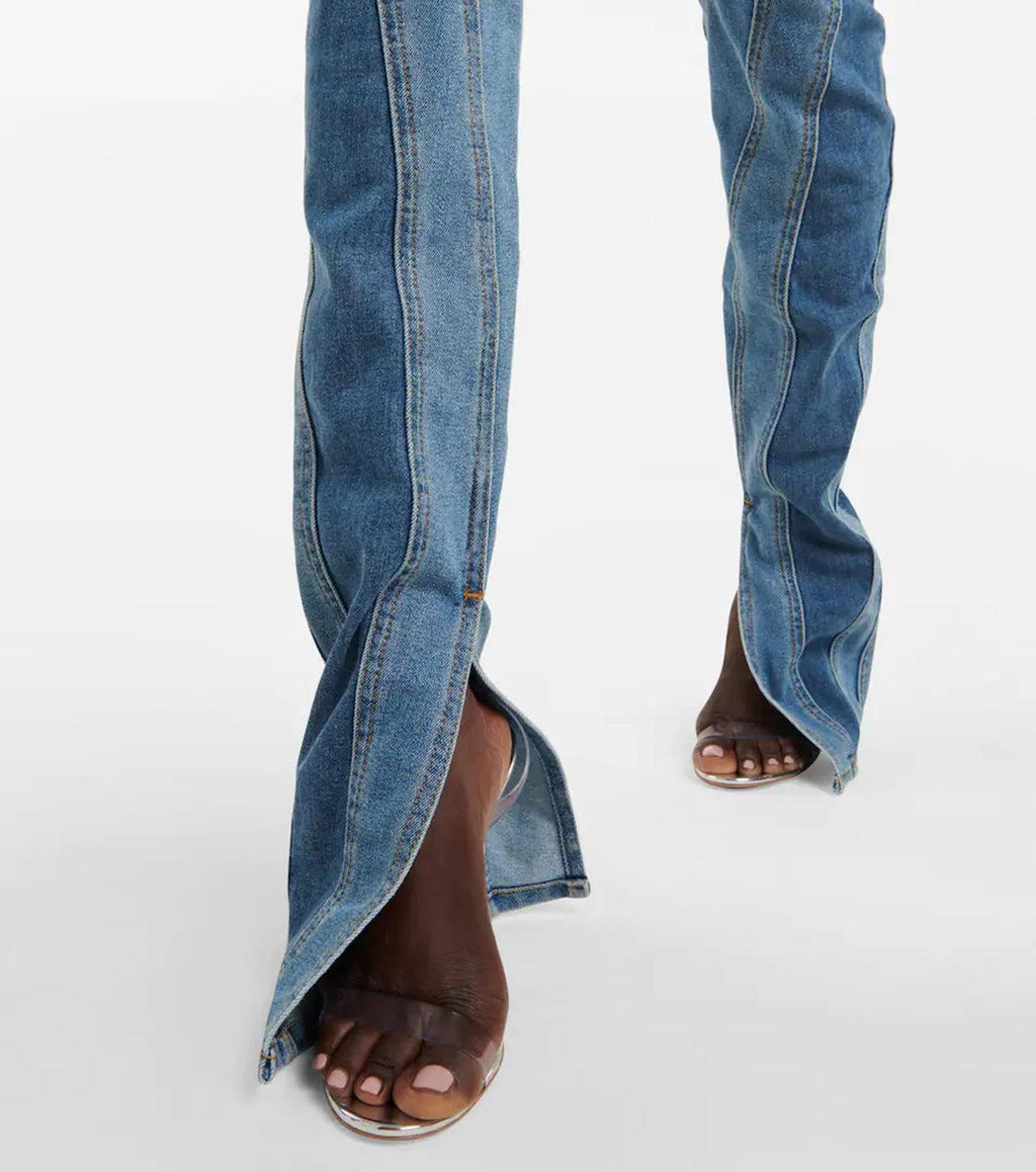 Damejeans Høy Midje Slim Fit Elastisk Denim med Dristige Fargekontraster - NordHjem