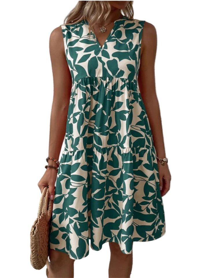 Damen A - Linien Sommerkleid mit Blumenmuster - NordHjem