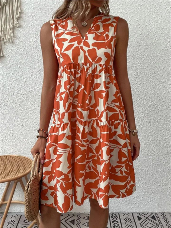Damen A - Linien Sommerkleid mit Blumenmuster - NordHjem