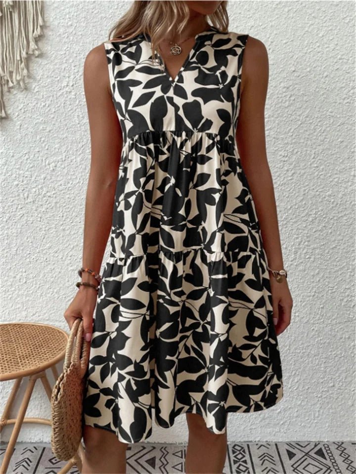 Damen A - Linien Sommerkleid mit Blumenmuster - NordHjem