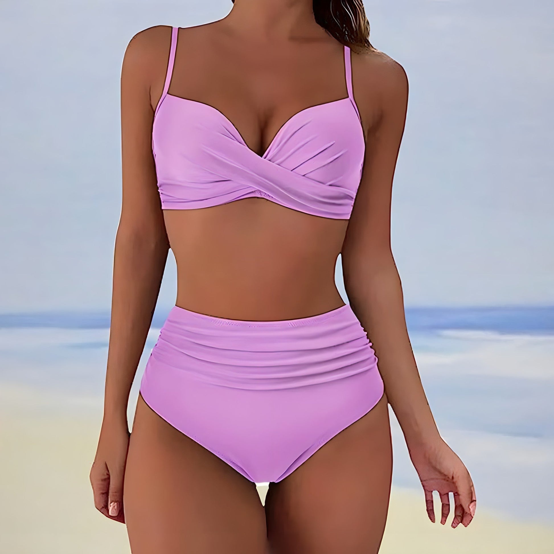 Damens Høy Midje Bikini Sett Moderne Elastisk Stoff - NordHjem