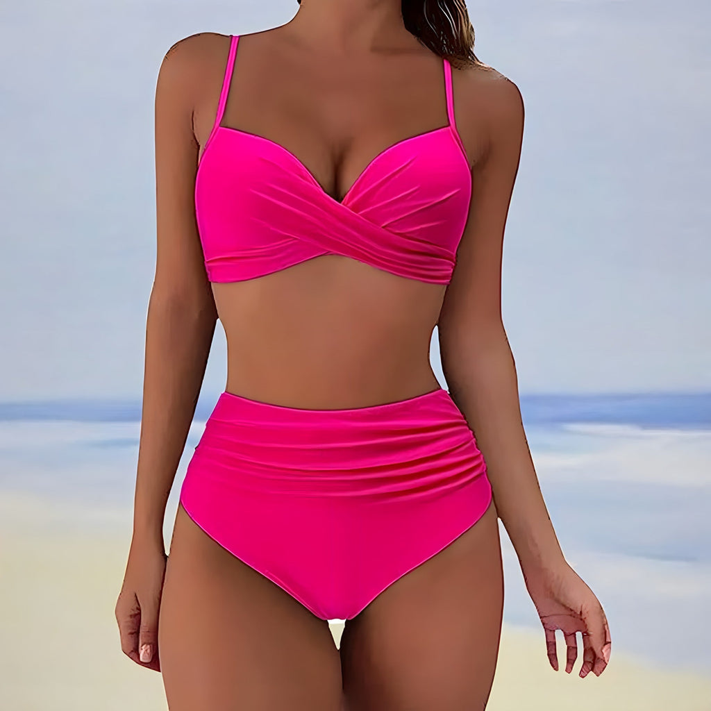 Damens Høy Midje Bikini Sett Moderne Elastisk Stoff - NordHjem
