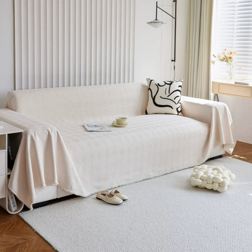 Chenille-sofatrekk med diamantrutenett