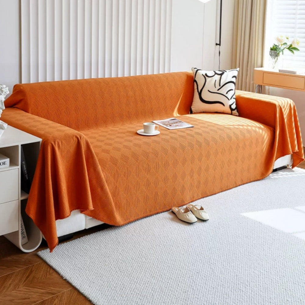 Chenille-sofatrekk med diamantrutenett