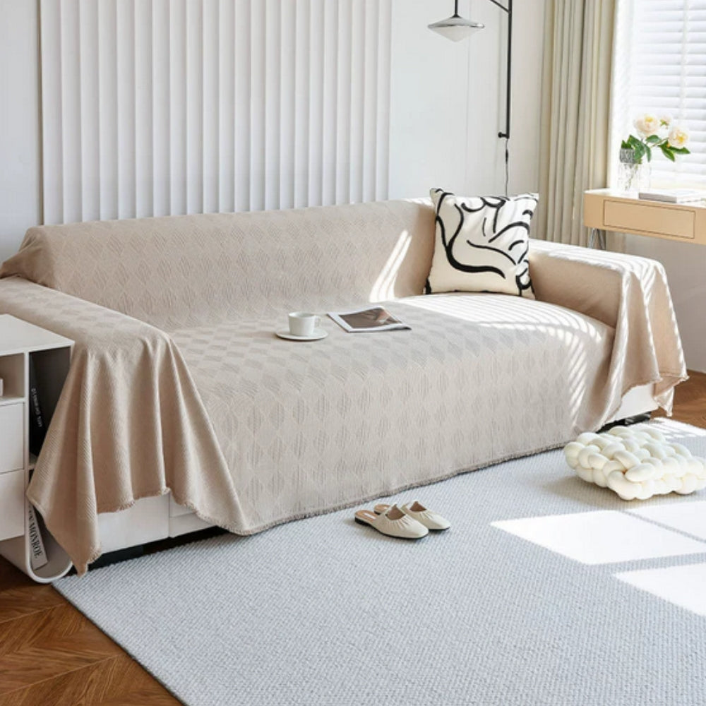 Chenille-sofatrekk med diamantrutenett