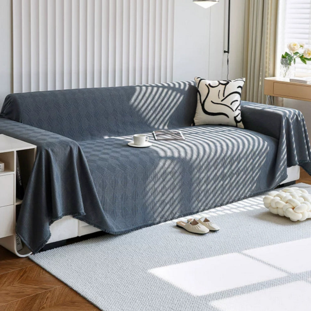 Chenille-sofatrekk med diamantrutenett