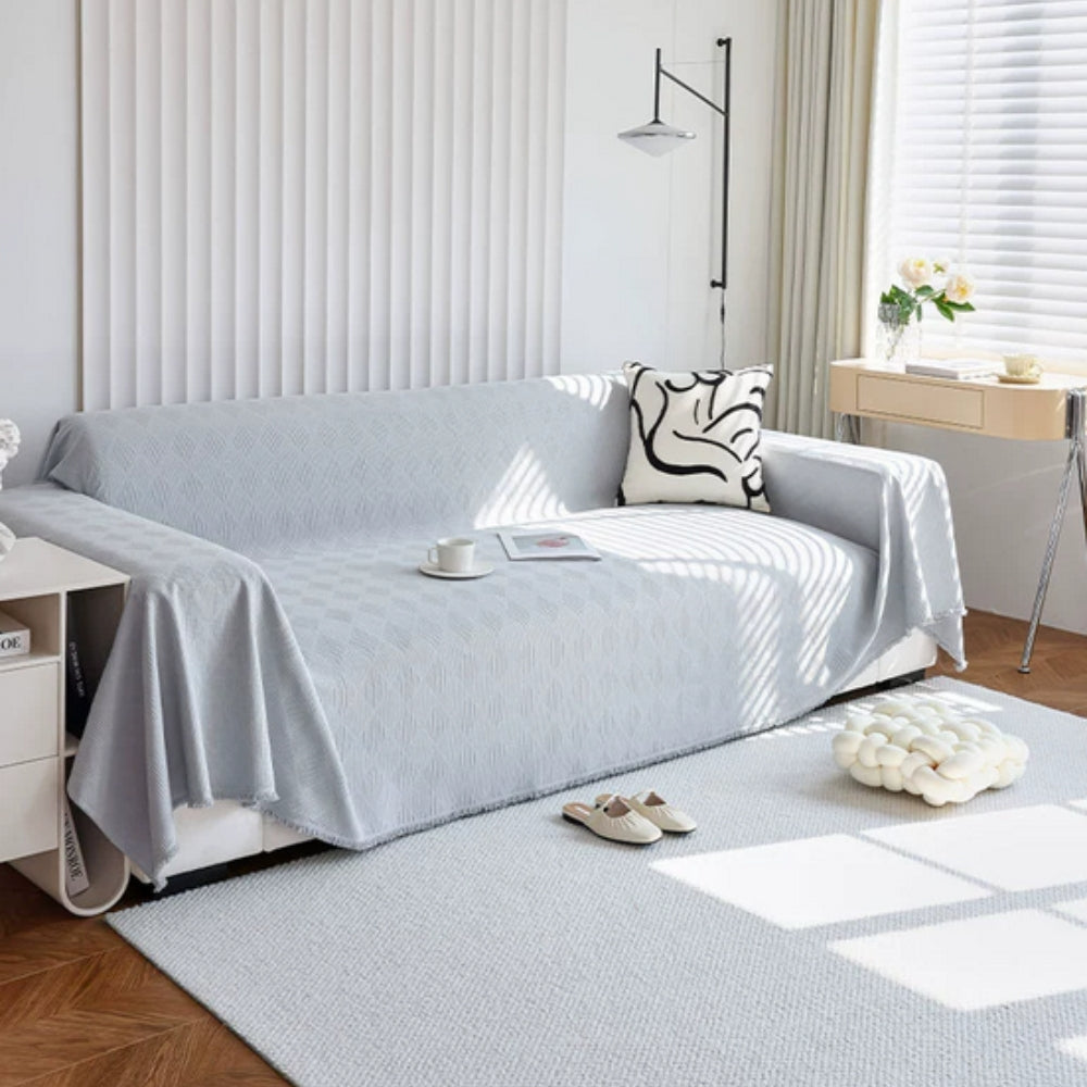 Chenille-sofatrekk med diamantrutenett