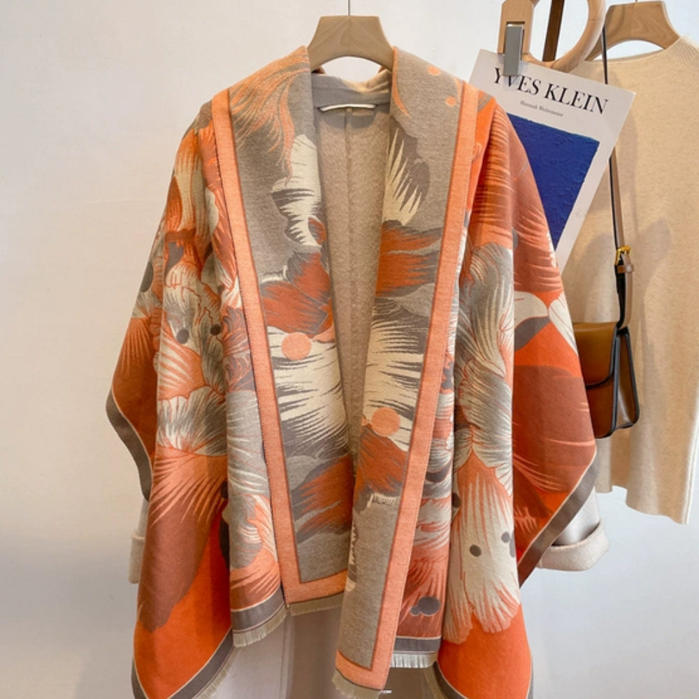Elegant vevd skjerf i blomsterjacquard