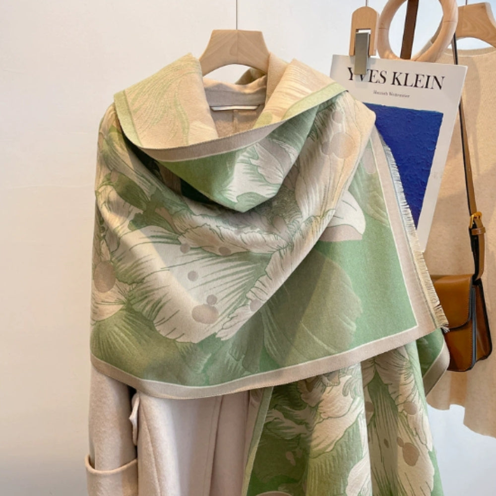 Elegant vevd skjerf i blomsterjacquard