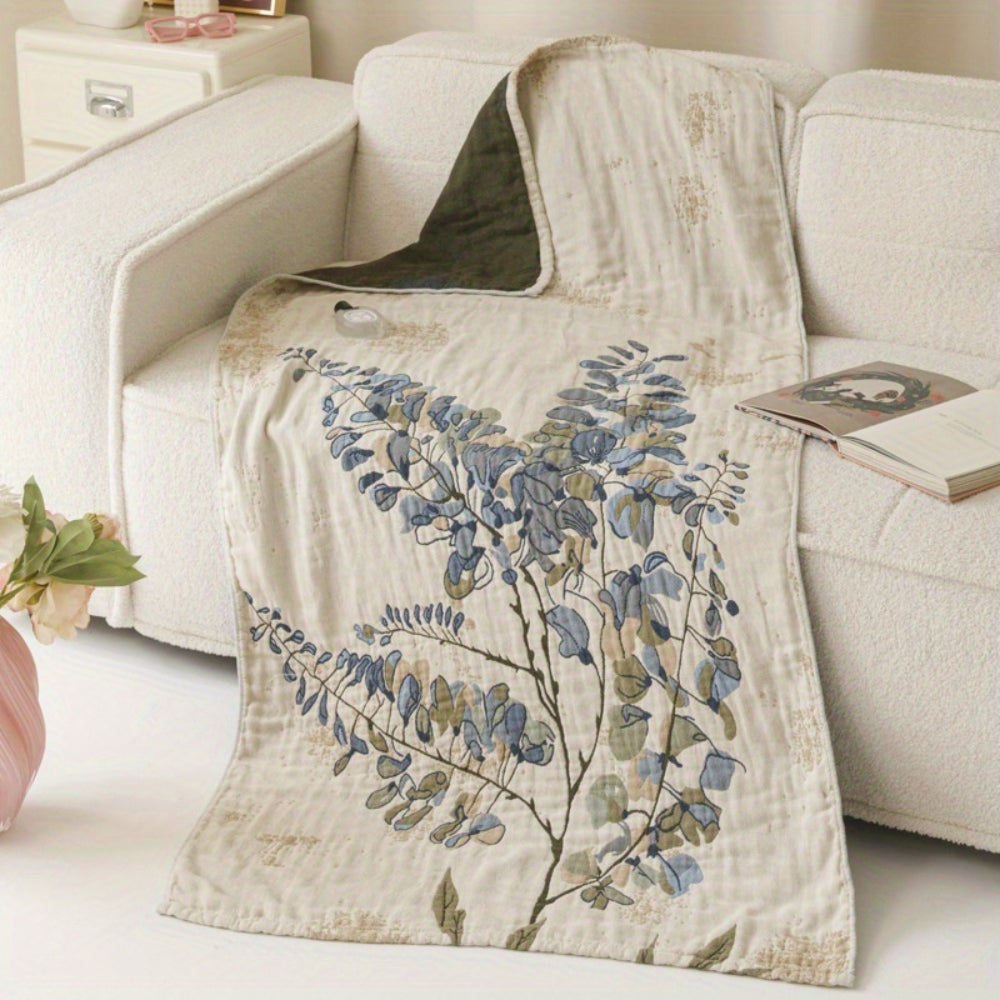 Elegant badehåndkle-pledd med blomstertrykk