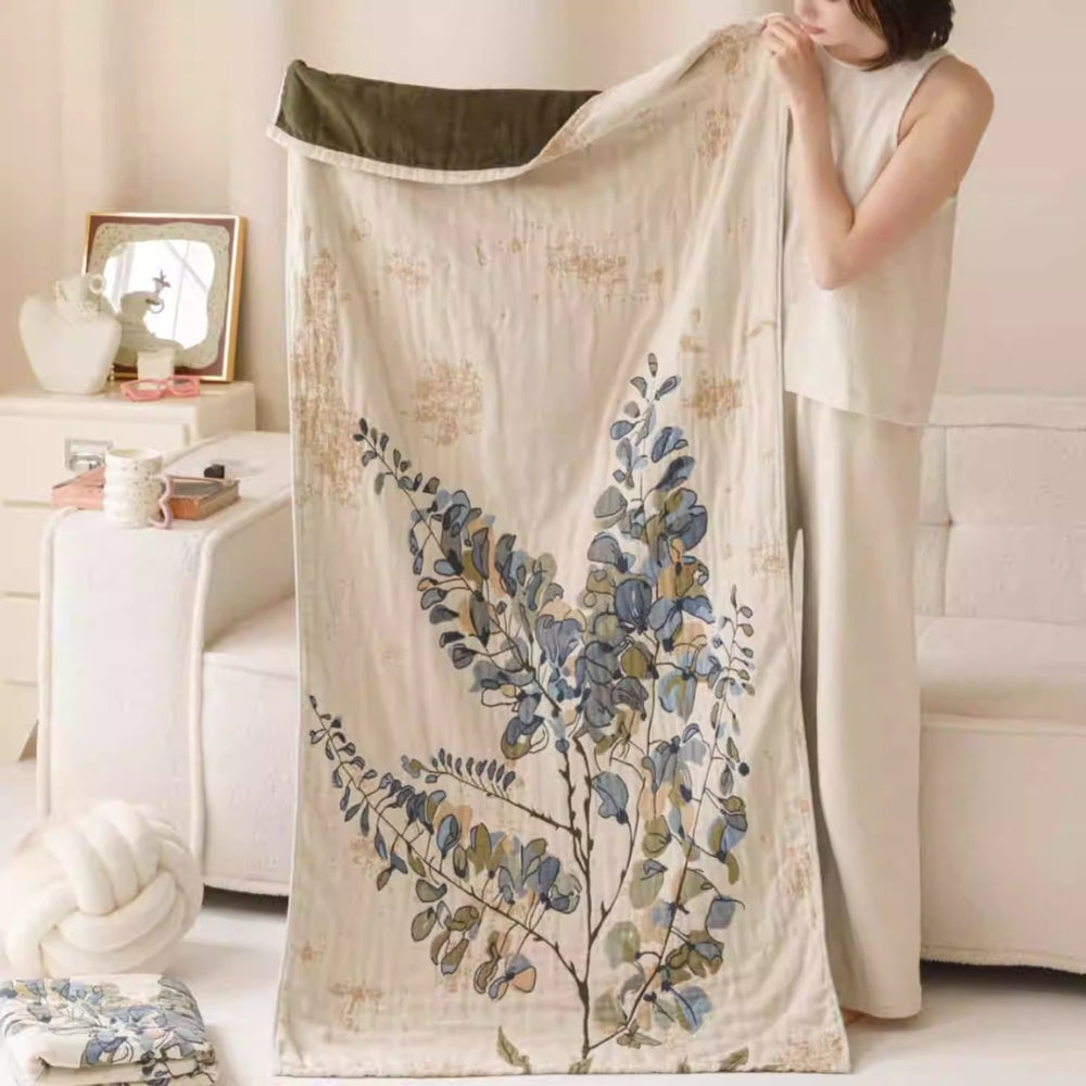 Elegant badehåndkle-pledd med blomstertrykk