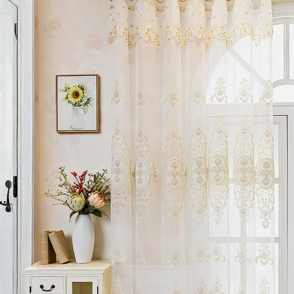 Elyvia brodert klassisk blondegardin – W78.74×H106.30 in