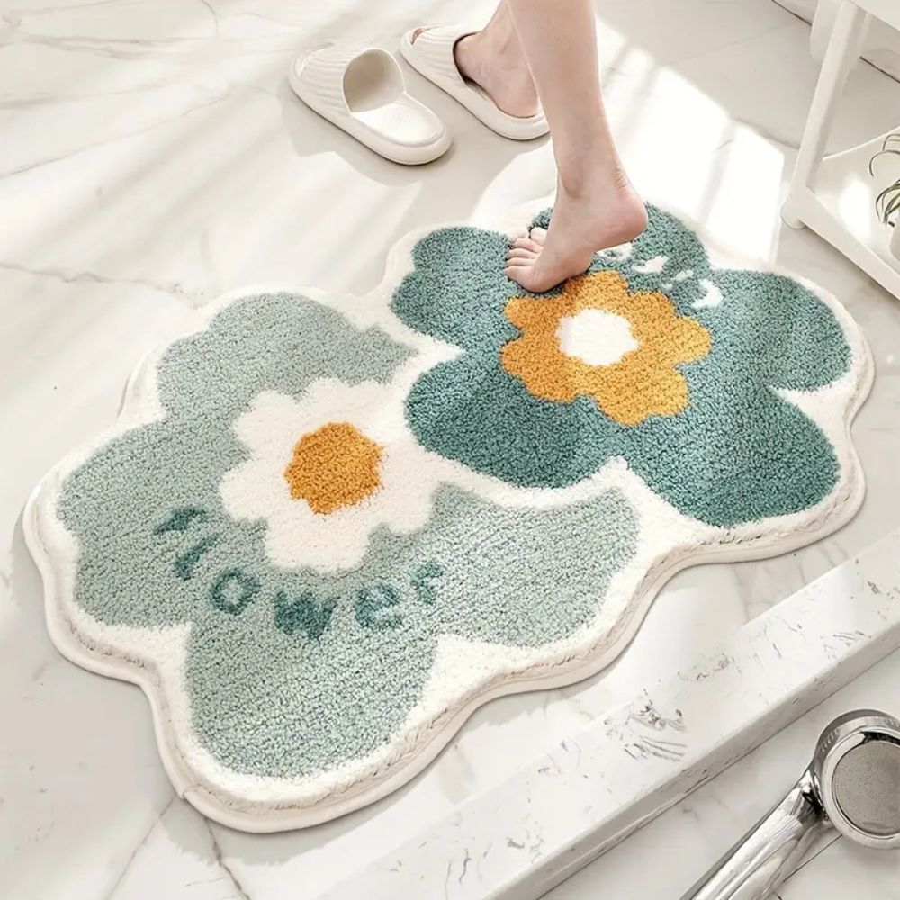 Tuftet absorberende badematte med blomster