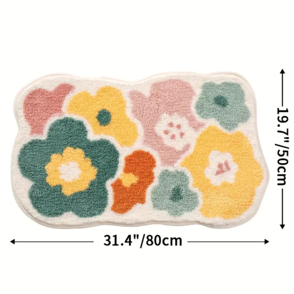 Tuftet absorberende badematte med blomster