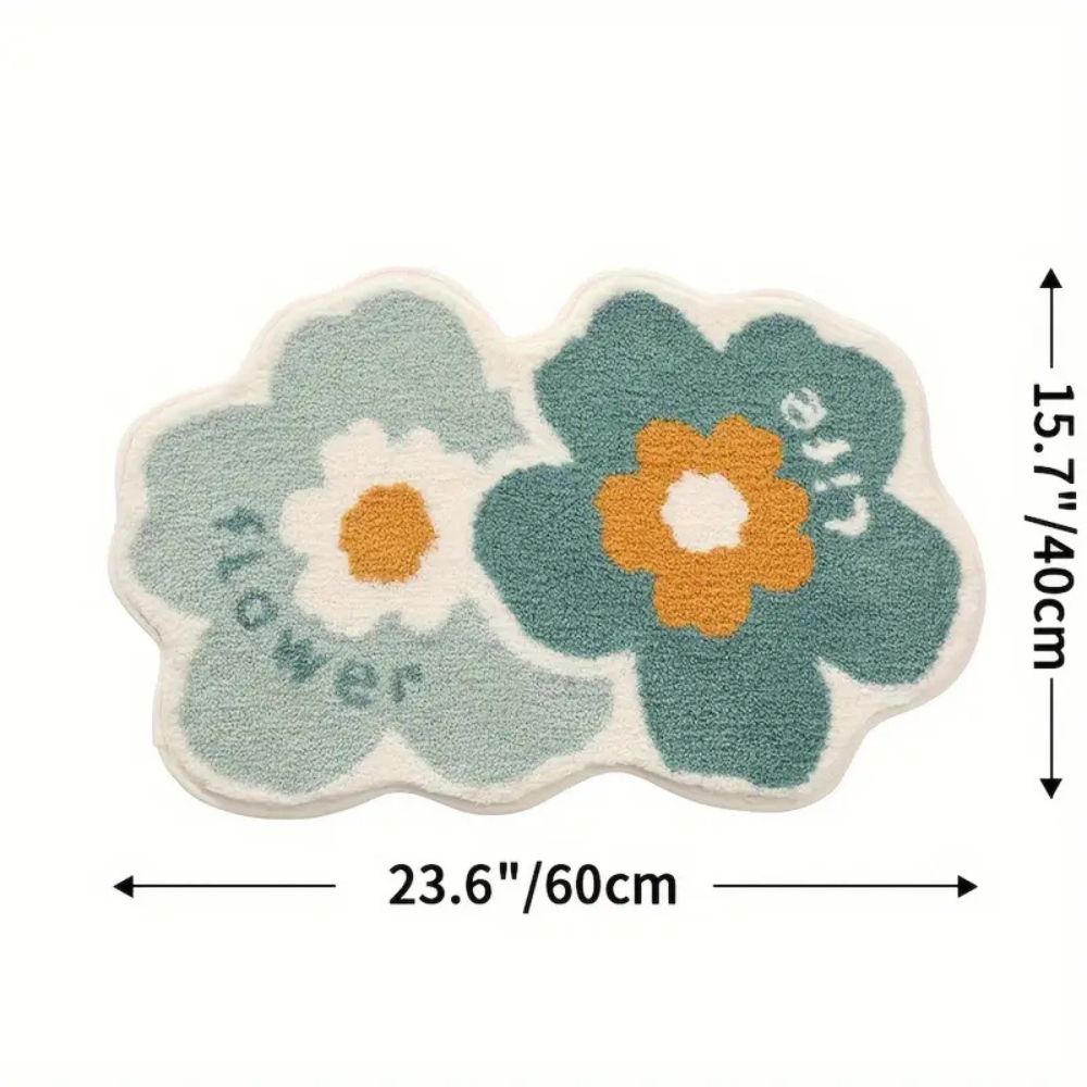 Tuftet absorberende badematte med blomster