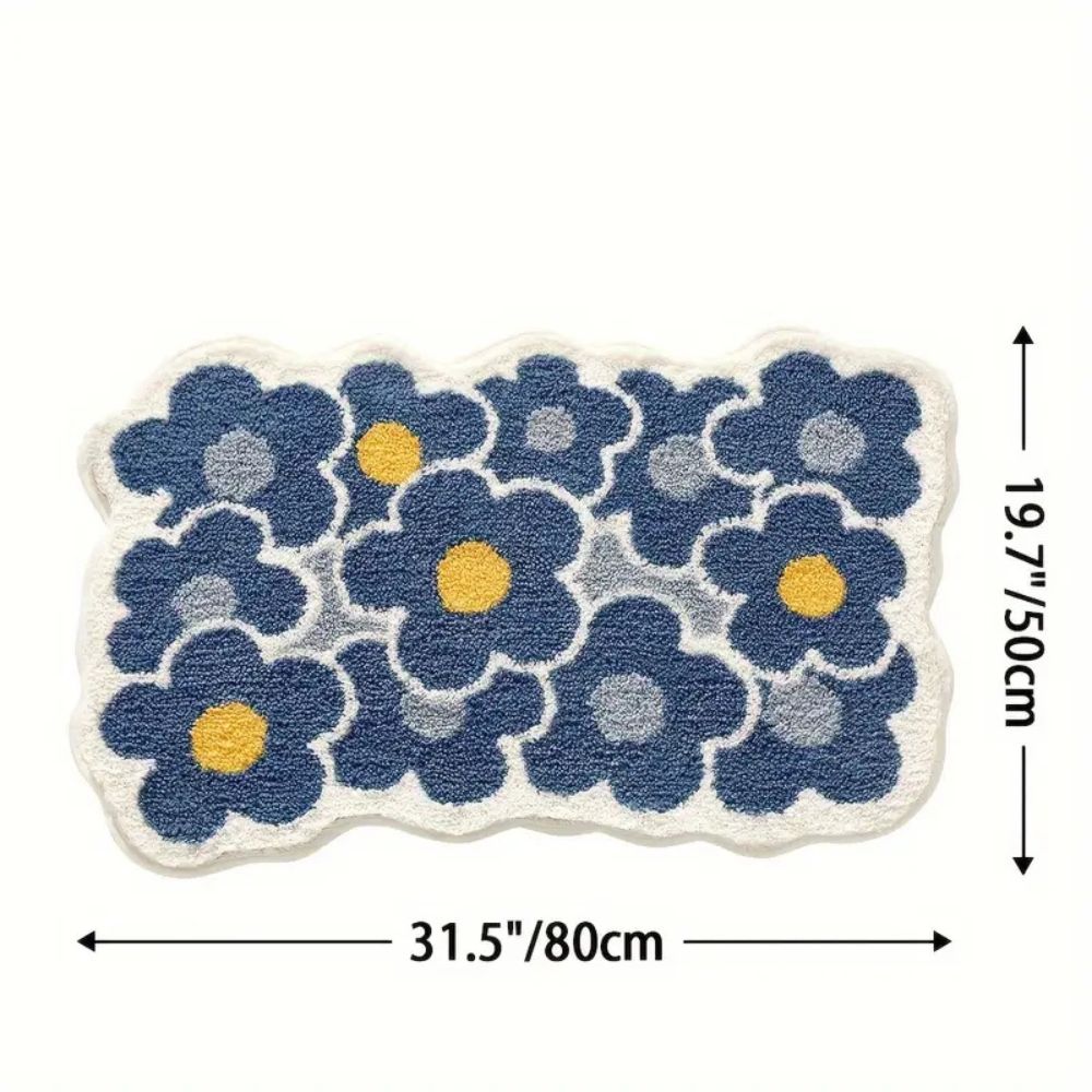 Tuftet absorberende badematte med blomster
