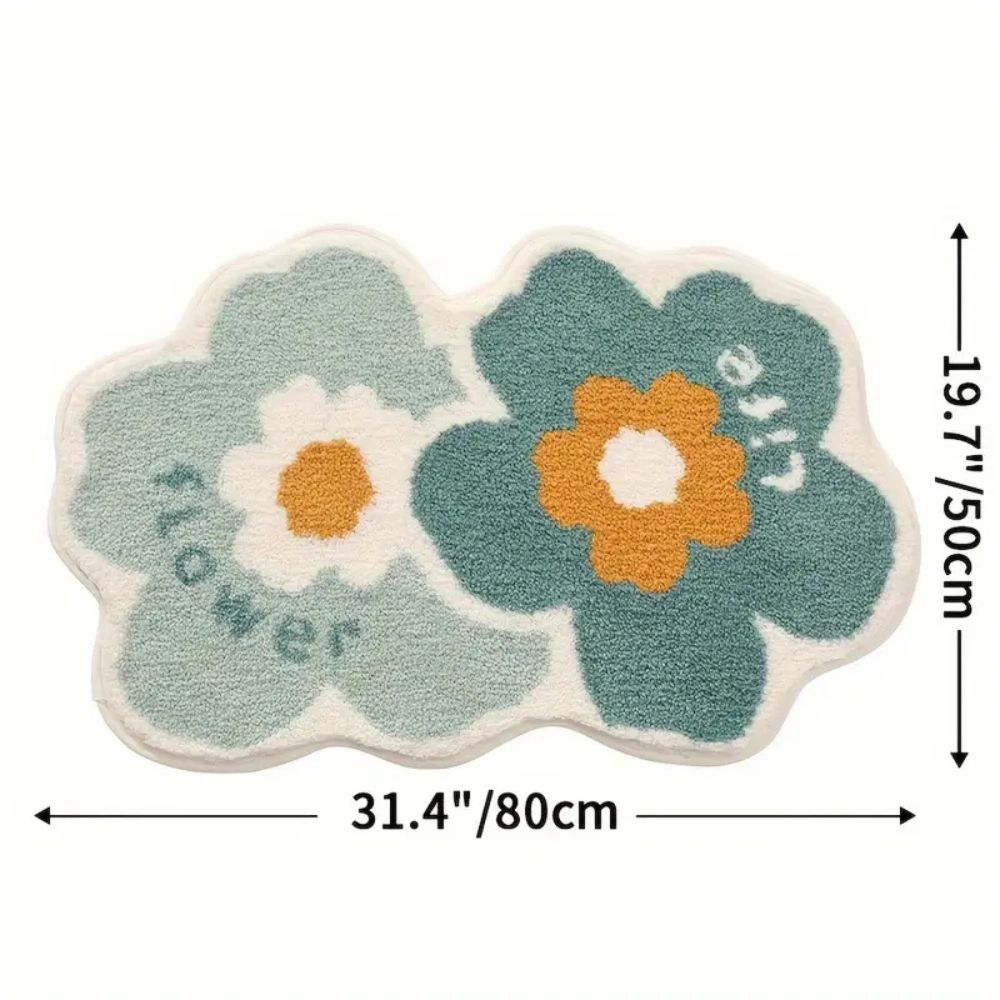 Tuftet absorberende badematte med blomster