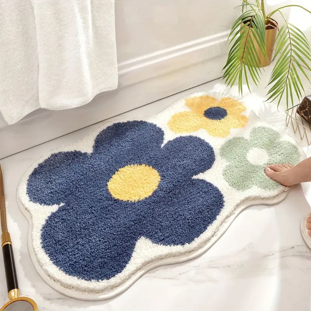 Tuftet absorberende badematte med blomster