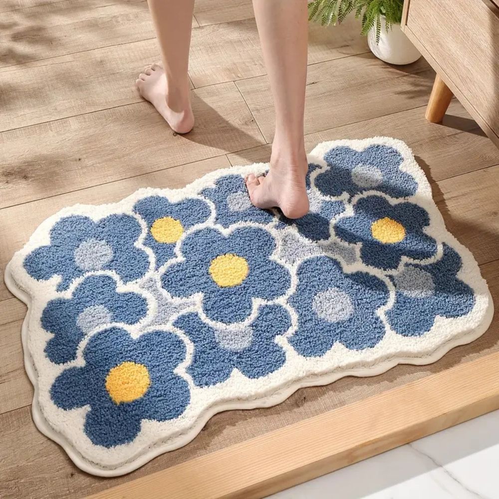 Tuftet absorberende badematte med blomster